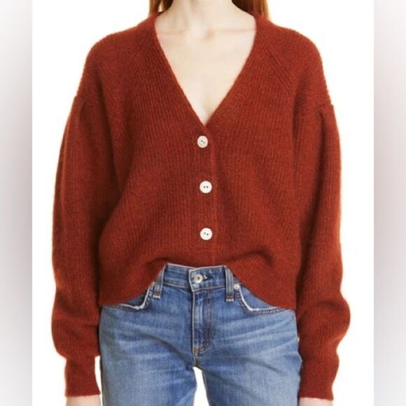 Rag & Bone NWT Liana Rust Merino Wool Blend  Cardigan in Rust Size XXS - Picture 1 of 7